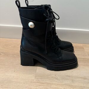 Black Women's Lace-Up Ankle Boots